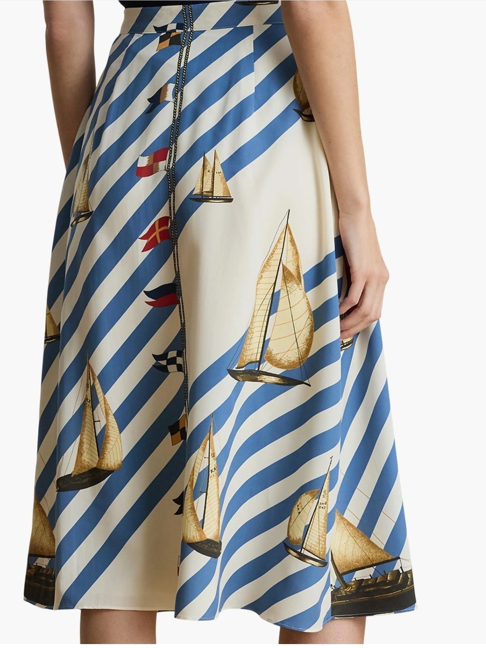 Lauren Ralph Lauren Sailboat Stripe Midi Skirt Nautical Sailboats - Picture 4 of 16